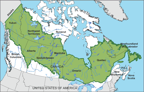 Map of Canadian Boreal Forest